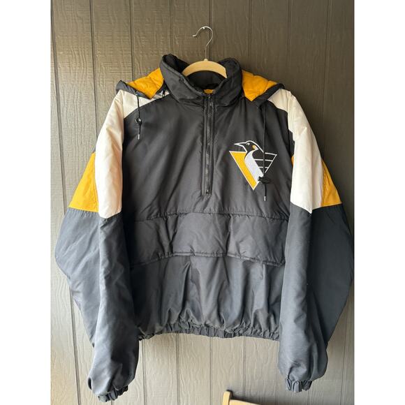 Vintage 90s Pittsburgh Penguins NHL Hockey Locker Line Puffer Jacket Sz XL - Picture 1 of 10